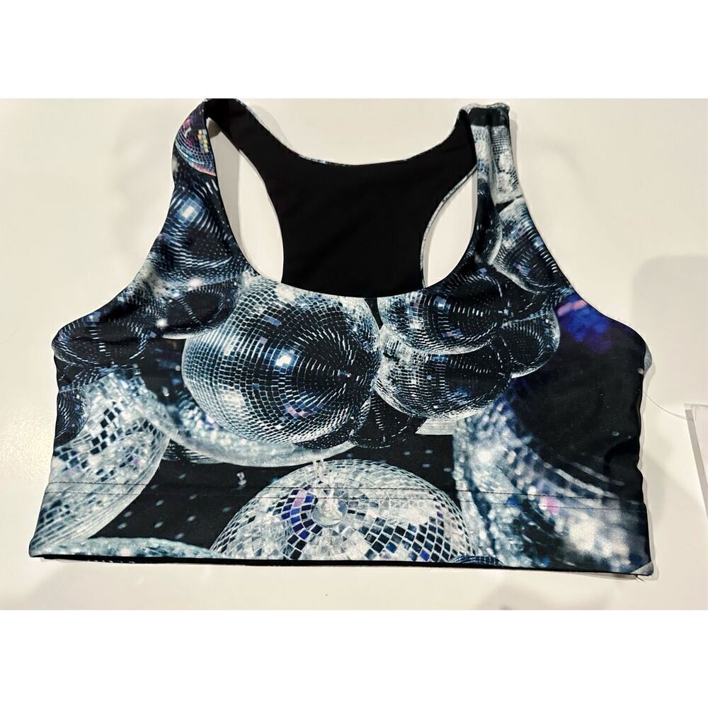 Terez Disco Ball Sports Bra NWT size Medium All Over Print Racerback - Picture 4 of 5